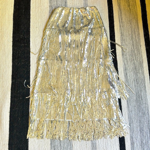 Anthropologie Maeve Tatiana Sequin Fringe Midi Maxi Skirt - Picture 5 of 11